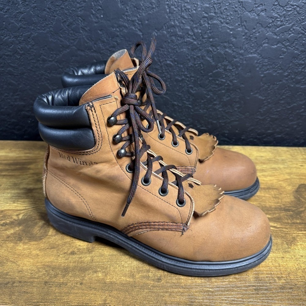 Red Wing 2369 Tan Leather Steel Toe Work Boots Womens 8B VTG